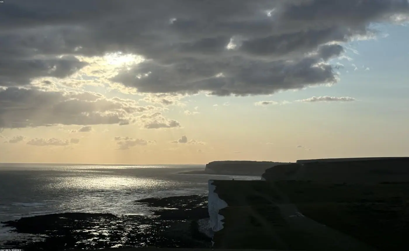 Sunset over the ocean and coastline